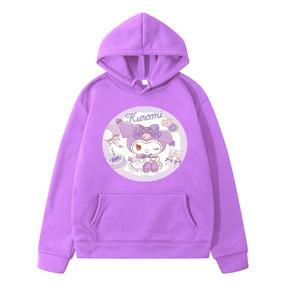 Kuromi Cute Printing Hoodies Streetwear Kawaii Boys and Girls Sweatshirts Autumn Warm Comfortable Pullovers Children Clothing