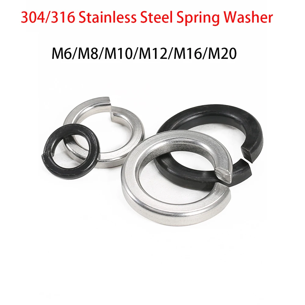 

M6-M20 304Stainless Steel Spring Washer 201 Spring Washer Screw Heavy-Duty Elastic Washer Thickened Metal Circular GB7244