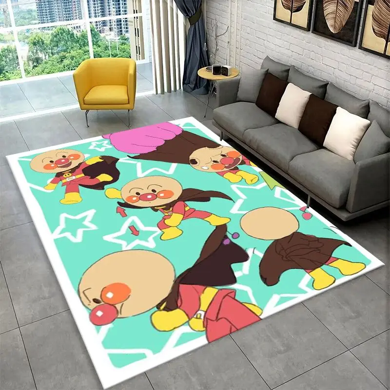 Retro Brave Anpanman Cartoon Carpet Rug for Playroom Bedroom Living Room Sofa Home Decor,Game Area Rug Non-slip Floor Mat Fest