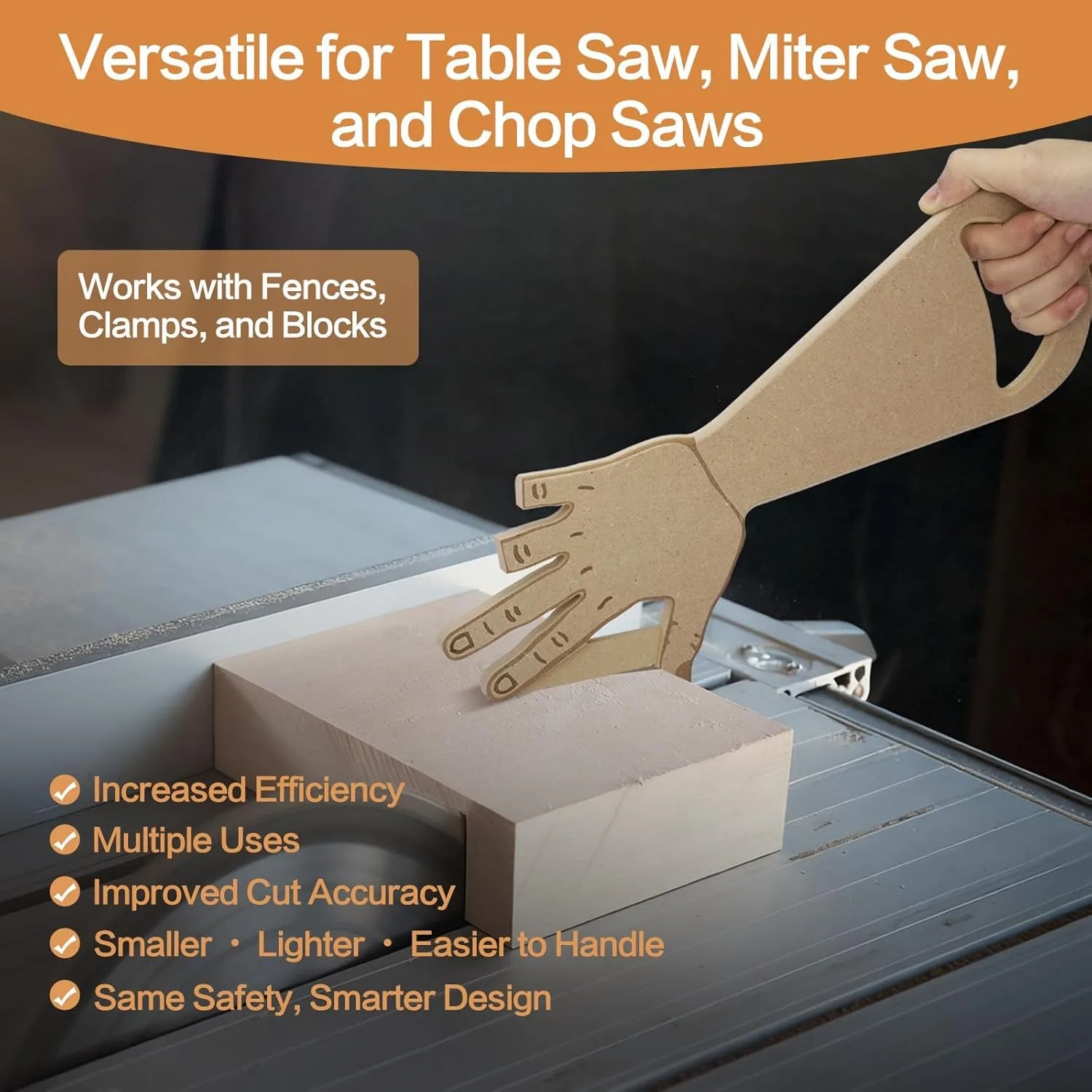 Table Saw Push Stick Hand Shape Safety Block for Saw, Miter, Router Table, Jointers Creative Tool for Woodworkers, DIY Projects