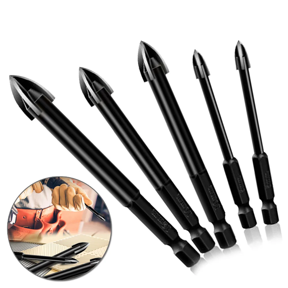 1-12mm Cross Triangle Drill Bit Set Glass Ceramic Tile Drill Bits Wall Concrete Brick Wood Hole Opener Drilling Tools