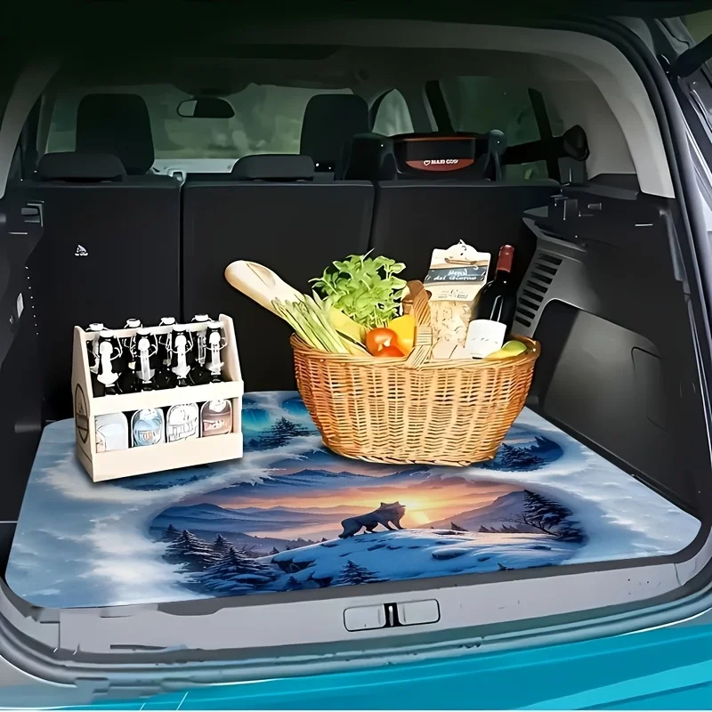 1pc, Wolf In The Snow Style Car Trunk Pad - Dustproof, Durable And Easy To Clean, Stylish Design Keeps The Car Clean | Suitable