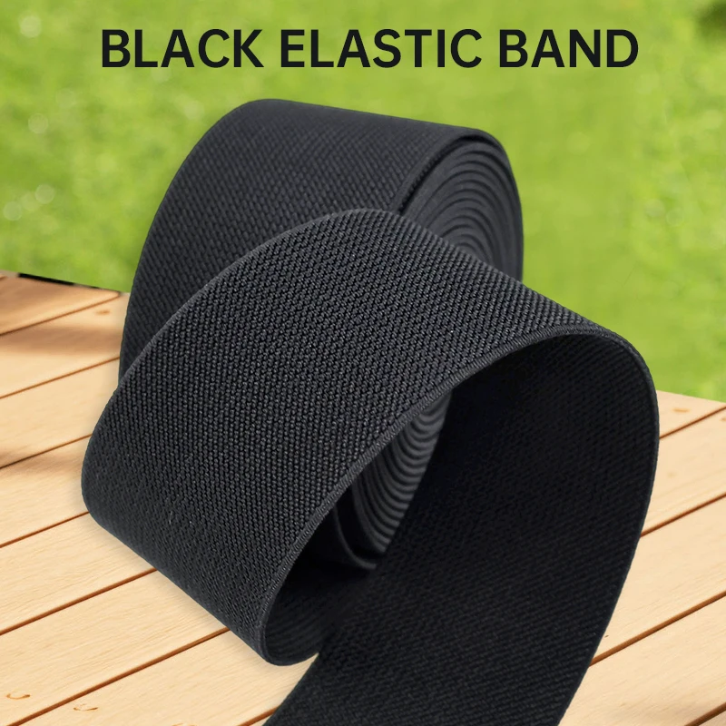 

5 метров, 20-50 мм, черная эластичная лента из нейлона, резиновые эластичные ленты для шитья одежды, стрейч-тесьма для брюк, банджи-лента, косая тесьма