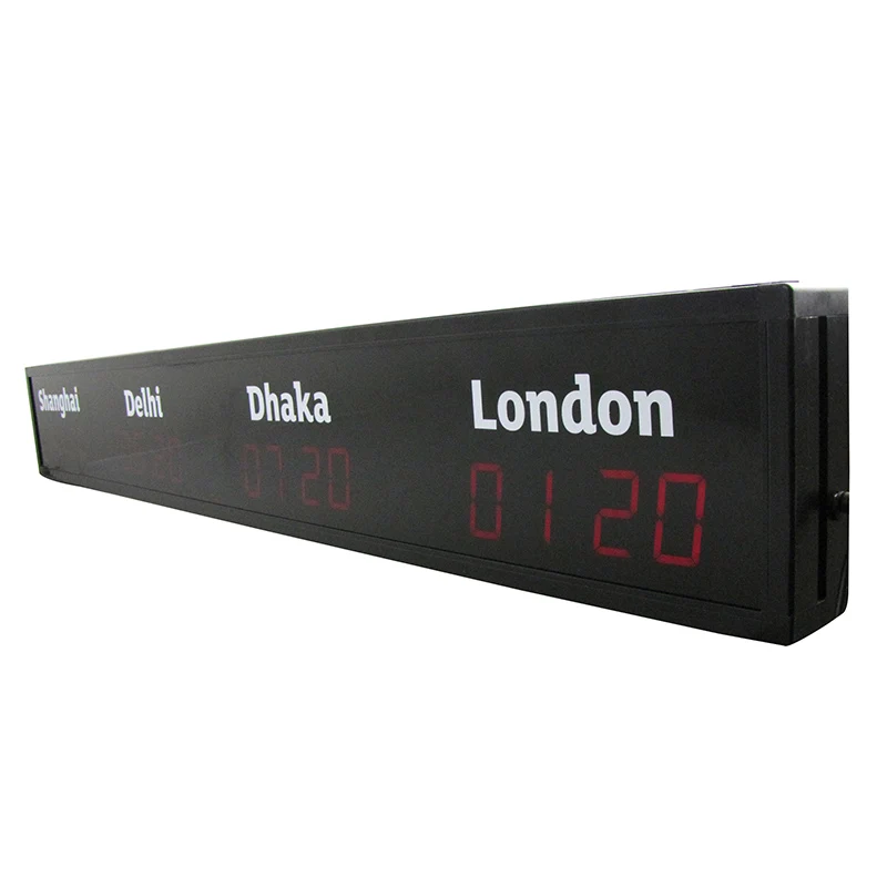 Ganxin Custom Digital World Time Zone Clock with Aluminum Alloy Frame World Time Wall Clock