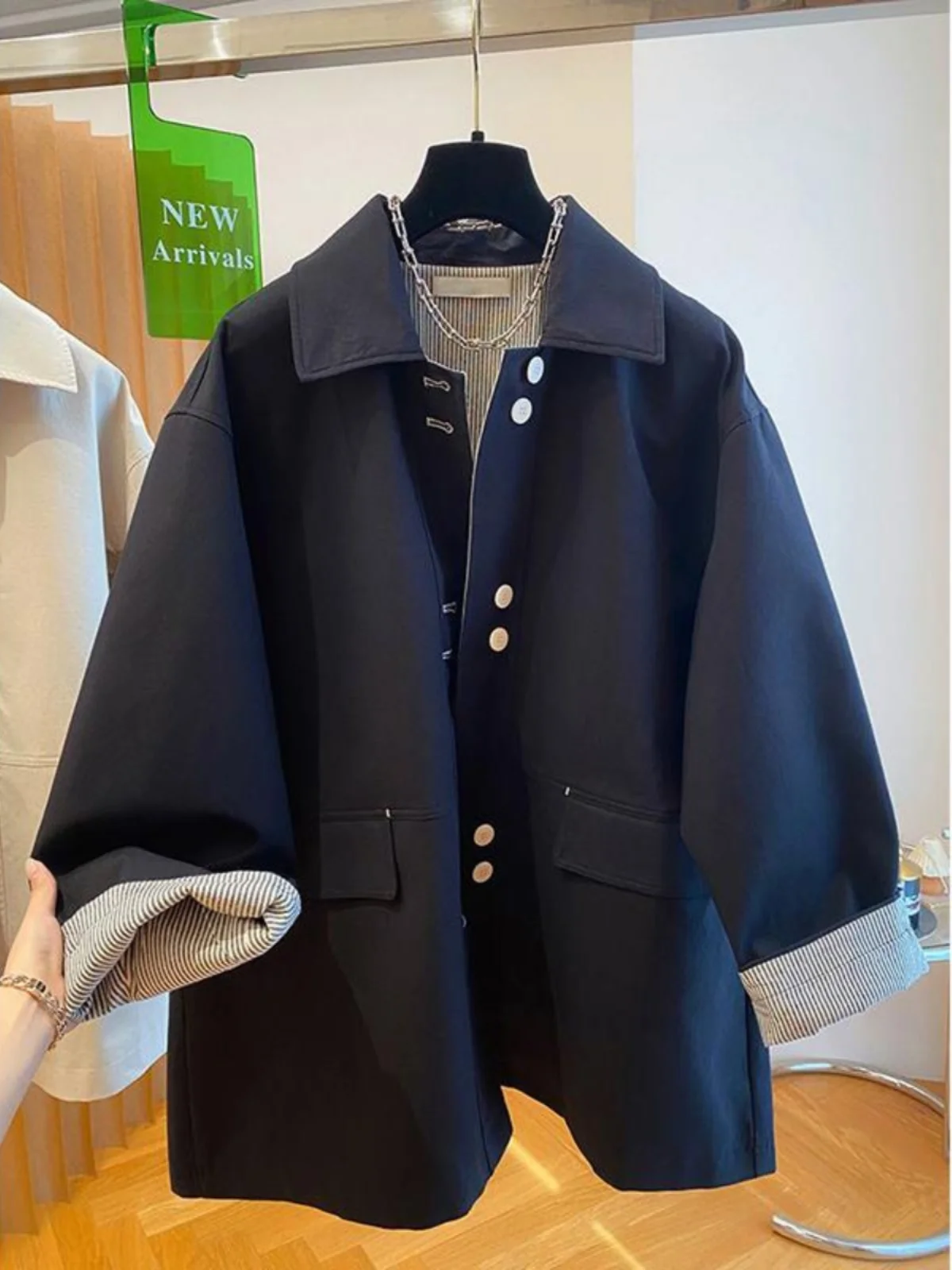 

Высококачественное цветное женское длинное пальто, повседневная рабочая одежда, джет, свободная посадка, корейская хлопковая ветровка