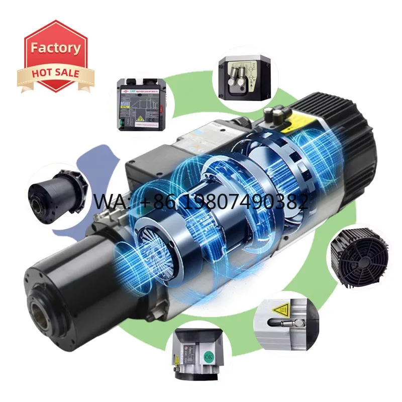 High Power 9KW ISO30 ATC Spindle Motor Ceramic Bearings 220V 380V Automatic Tool Change CNC Custom Spindle