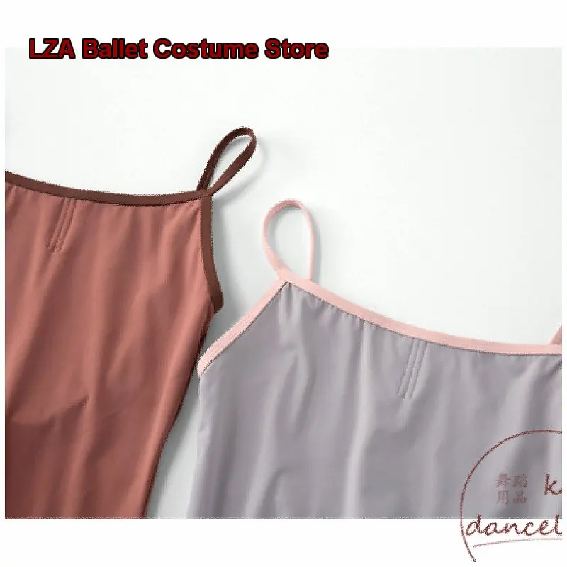 Women's Body Suit Practice Leotard Spaghetti Strap Contrasting Shoulder Straps Chest Drawstring Adult