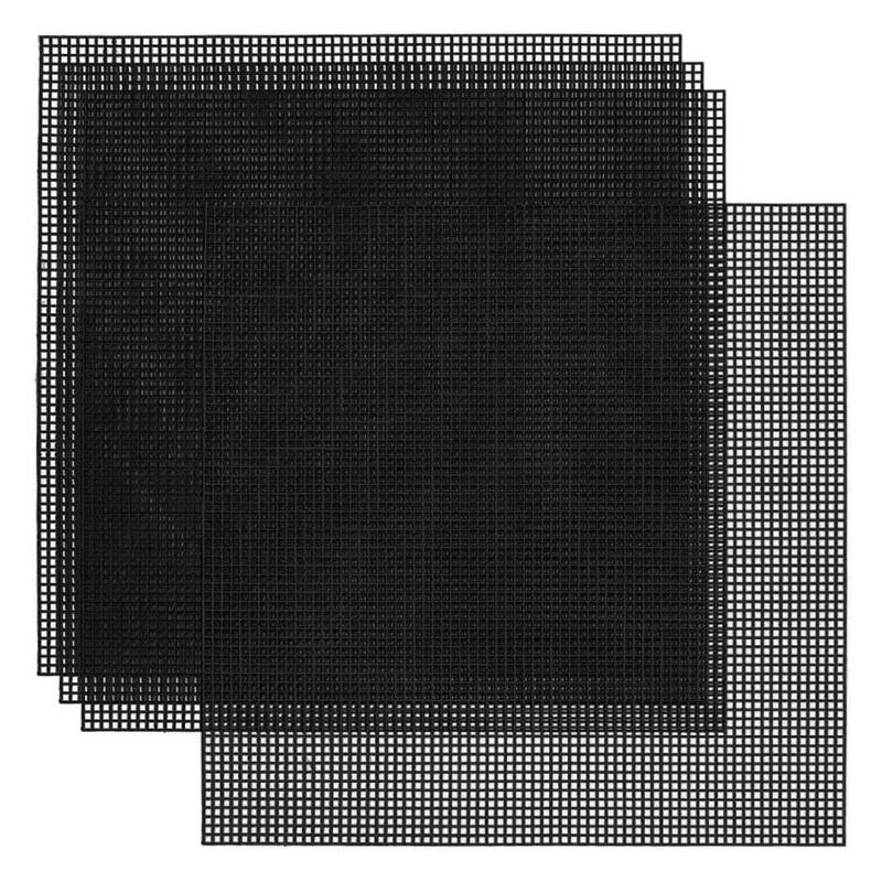 Best 4PC Plastic Canvas Sheets 30X30cm Square Mesh Sheets Black Plastic Needlepoint For Embroidery Crafting Yarn Knit Crochet