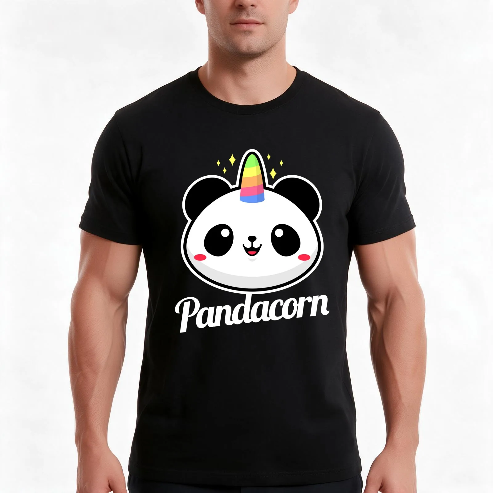 Pandacorn T-Shirt, Summer Casual Cotton Tee, Oversized Streetwear Tops, Vintage Graphic Print, Loose Fit Short Sleeve