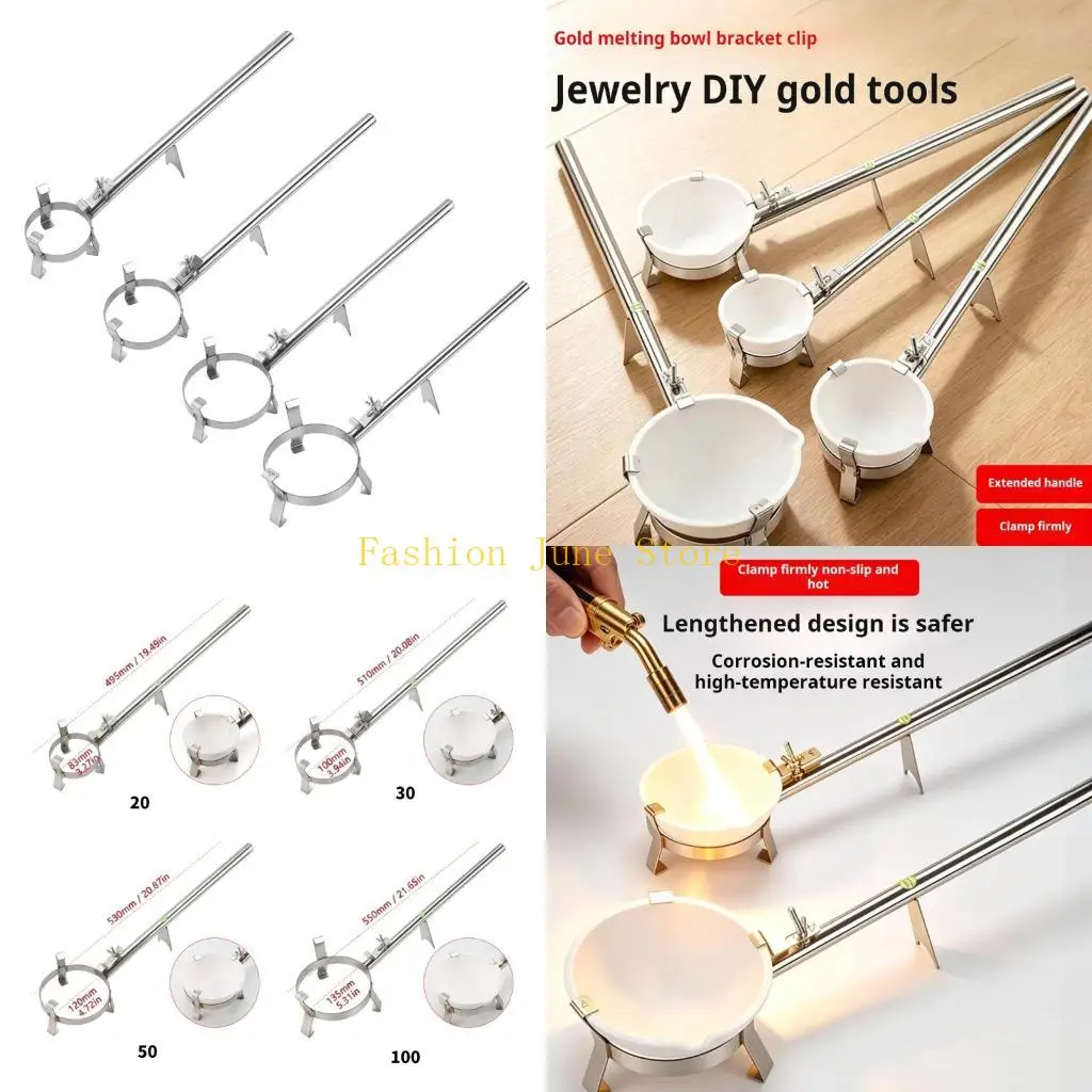 N5KA Practical Stainless Steel Bowl Holder Clamp Melting Tongs for Secure Handling of Hot Crucibles During Metal Casting