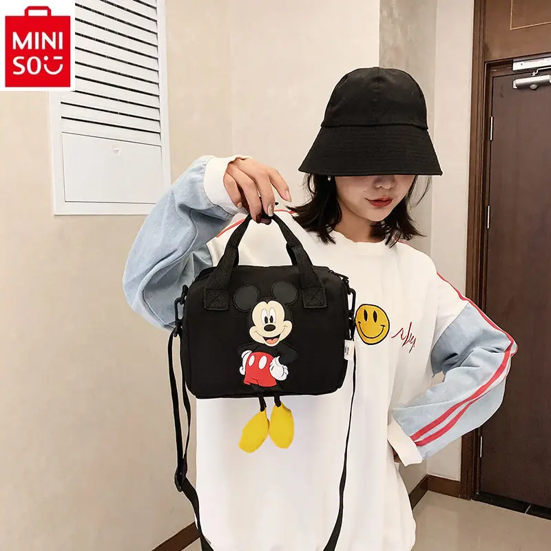 

MINISO мультфильм Диснея Микки Повседневная сумка модная женская большая емкость многофункциональная ручная сумка для хранения