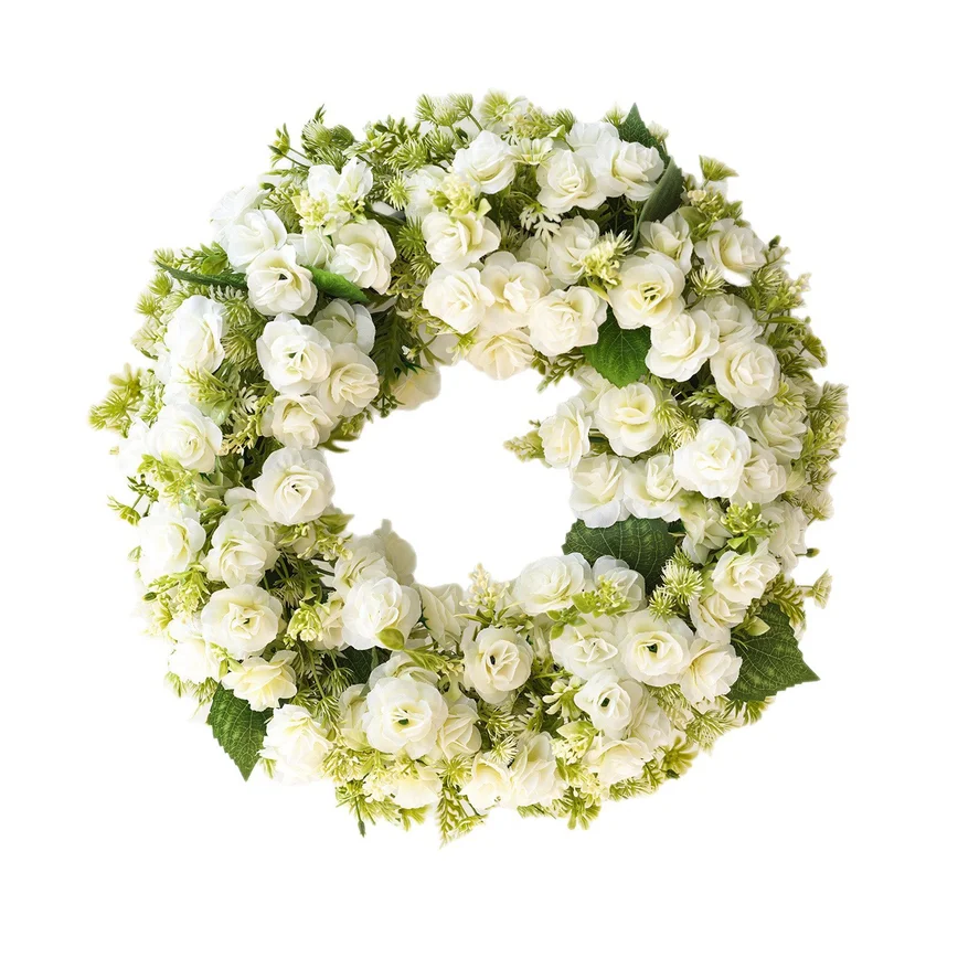 Artificial Rose Spring Summer Wreath Door Hanging Ornament Home Wall Front Door Wedding Festival Party Decor