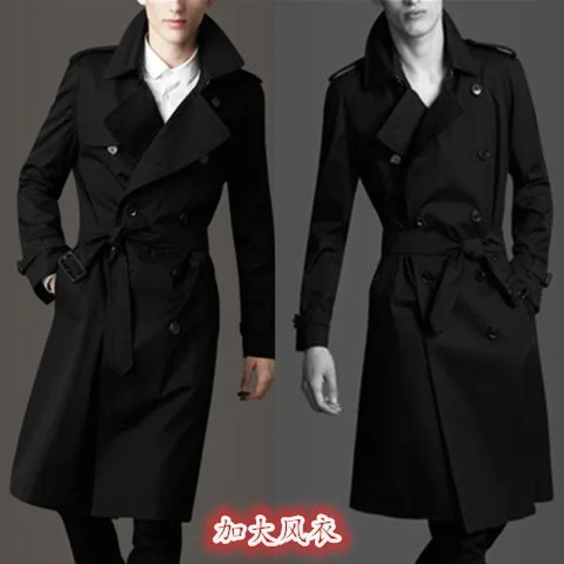 Men's Windbreaker New Autumn and Winter Slim Fit Double Breasted Business Leisure Long Coat  Guy's Cape