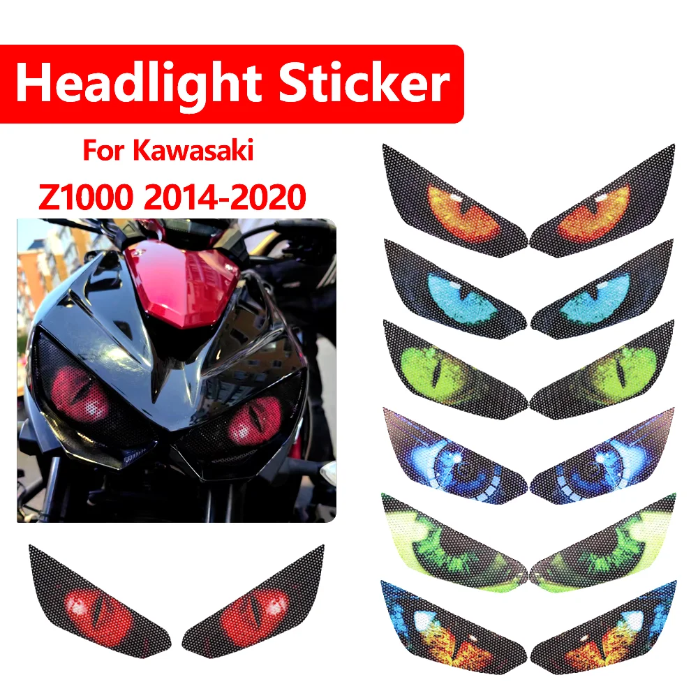 

For Kawasaki Z1000 Z 1000 2014-2020 Motorcycle Accessories 3D Headlight Protection Sticker Front Fairing Decal Guard Film Cover