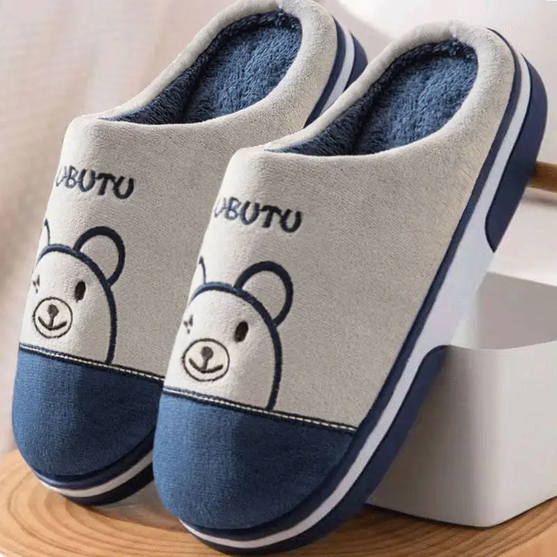 2026 New Winter Warm Cotton Slippers Men Women Thick Sole Non-slip Soft Plush Fuzzy Indoor Home Couples Cozy House Shoes