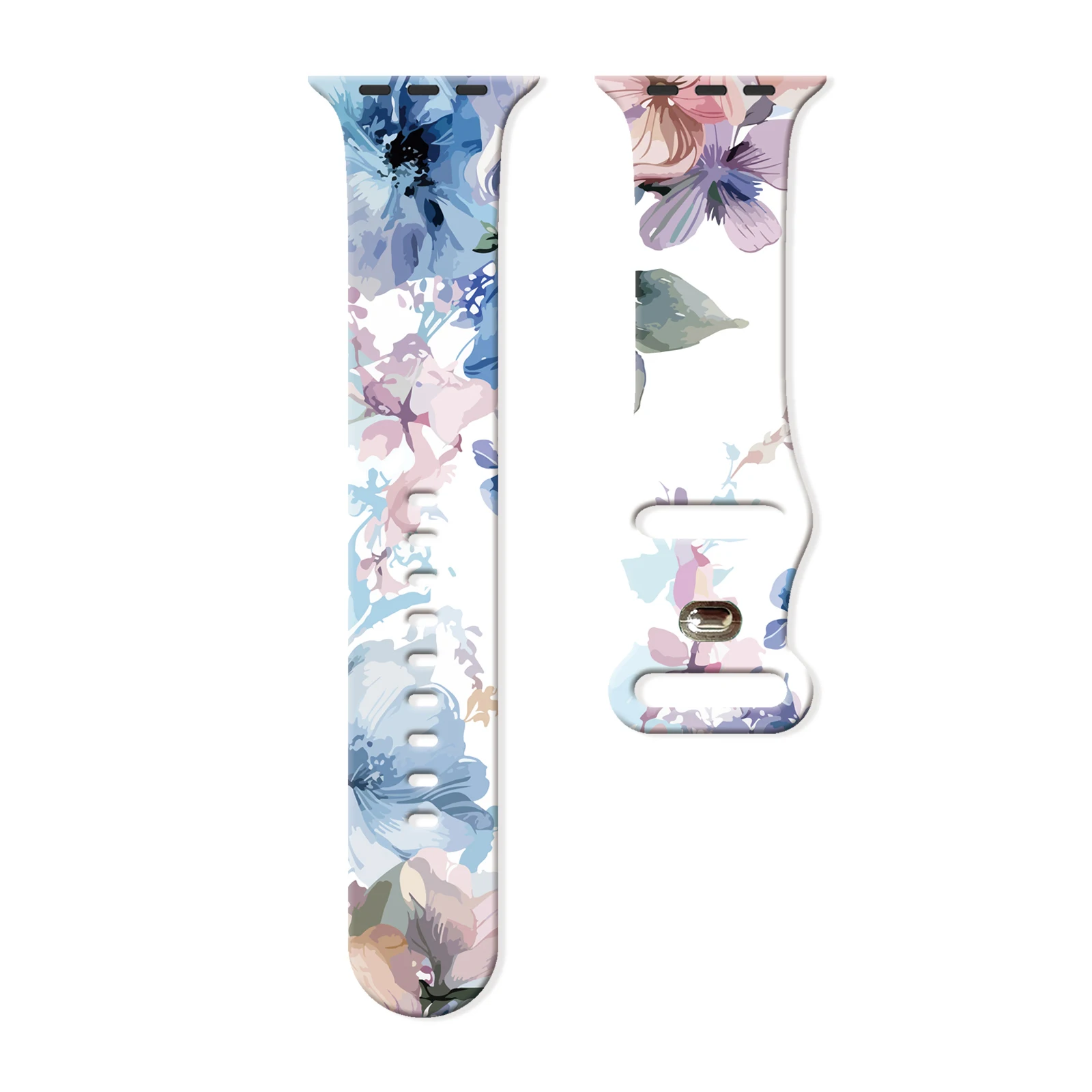 

Watercolor Flowers Printed Strap for Apple Watch 10 9 8 7 Silicone Band Replaceable Bracelet for iWatch 46mm 45mm 42mm 41mm Watc