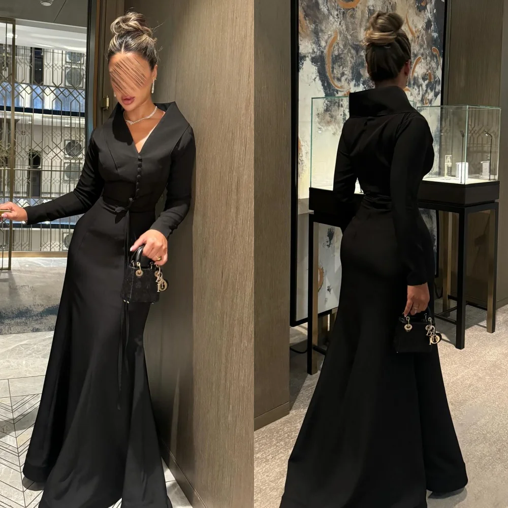 

Одинаковые классические джерси со складками на пуговицах, длинные платья с v-образным вырезом и v-образным вырезом на заказ, платья для особых случаев, доступны изысканные размеры