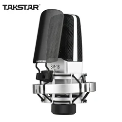 TAKSTAR SM-18 EL Professional Recording Microphone Cardioid Condenser XLR Mic Kit with Adjustable Shock Mount for Studio Vocal