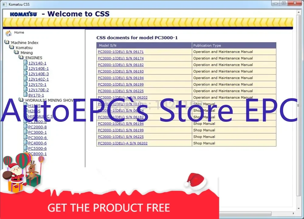 

AutoEPC Komatsu CSS Лопаты для майнинга Попринадлежности магазина