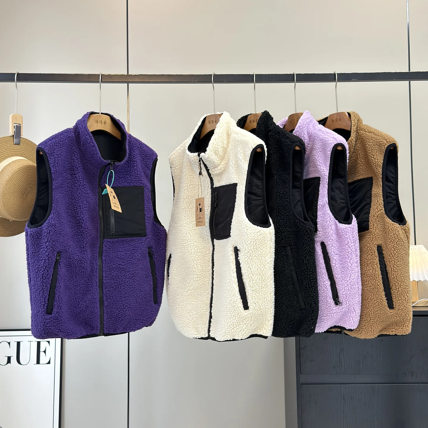 

Thiened двусторонний жилет из меха ягненка на подкладке для пар, мужской Faionable Layering Design, осенний сезон