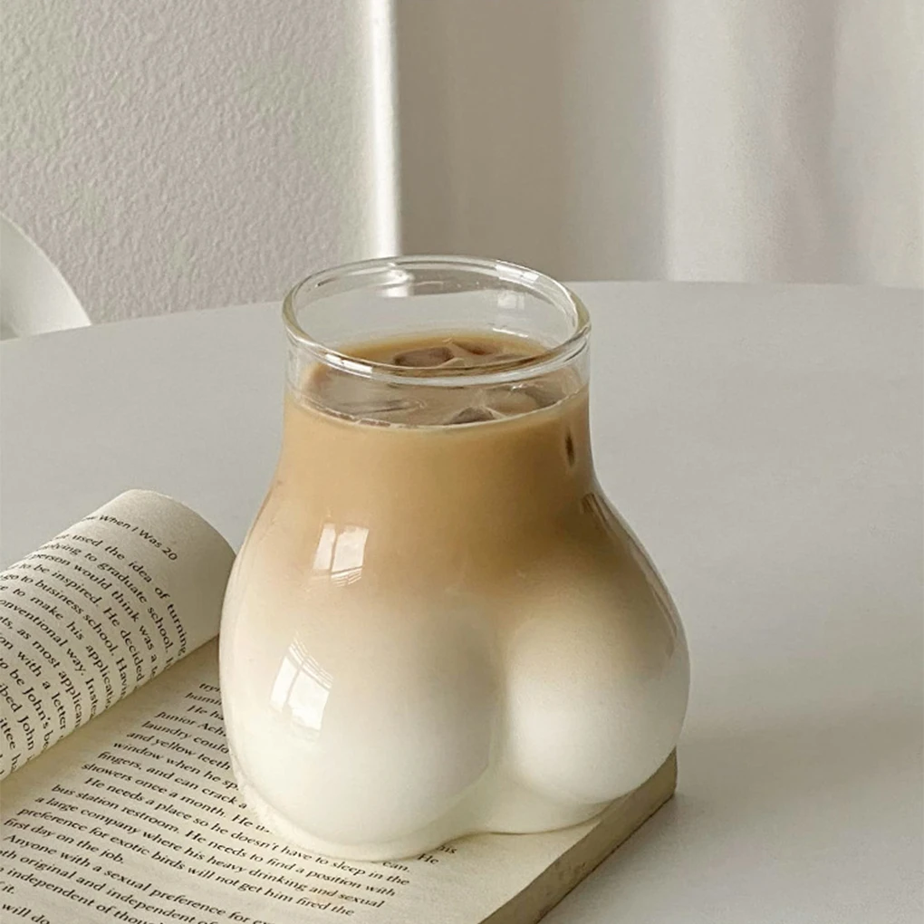 Plump Buttocks Cup Creative And Cute Glass Cup For Milk Tea Widely Used Transparent Milk Tea Cup