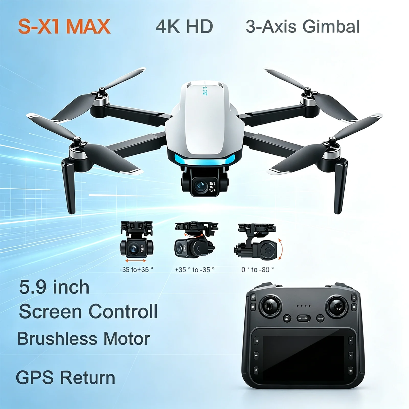 S-X1 GPS Drone 4K HD Professional 3-Axis Gimbal Dual Camera UAV Brushless Motor Dron Optical Flow Positioning Quadcopter RC Toys