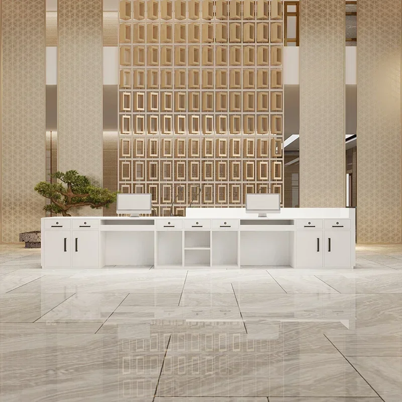 Bar Furnishings Barber Shop Salon Counter Reception Desk Curved Small Professional Office Furniture Desks Escritorio Store Cafe