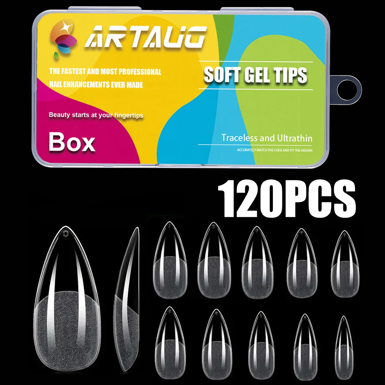 

120PCS/Box Full Cover Press On Nail Tips Stiletto Almond Square Coffin French Fake Soak Off Gel Nail Extension Tips Capsule
