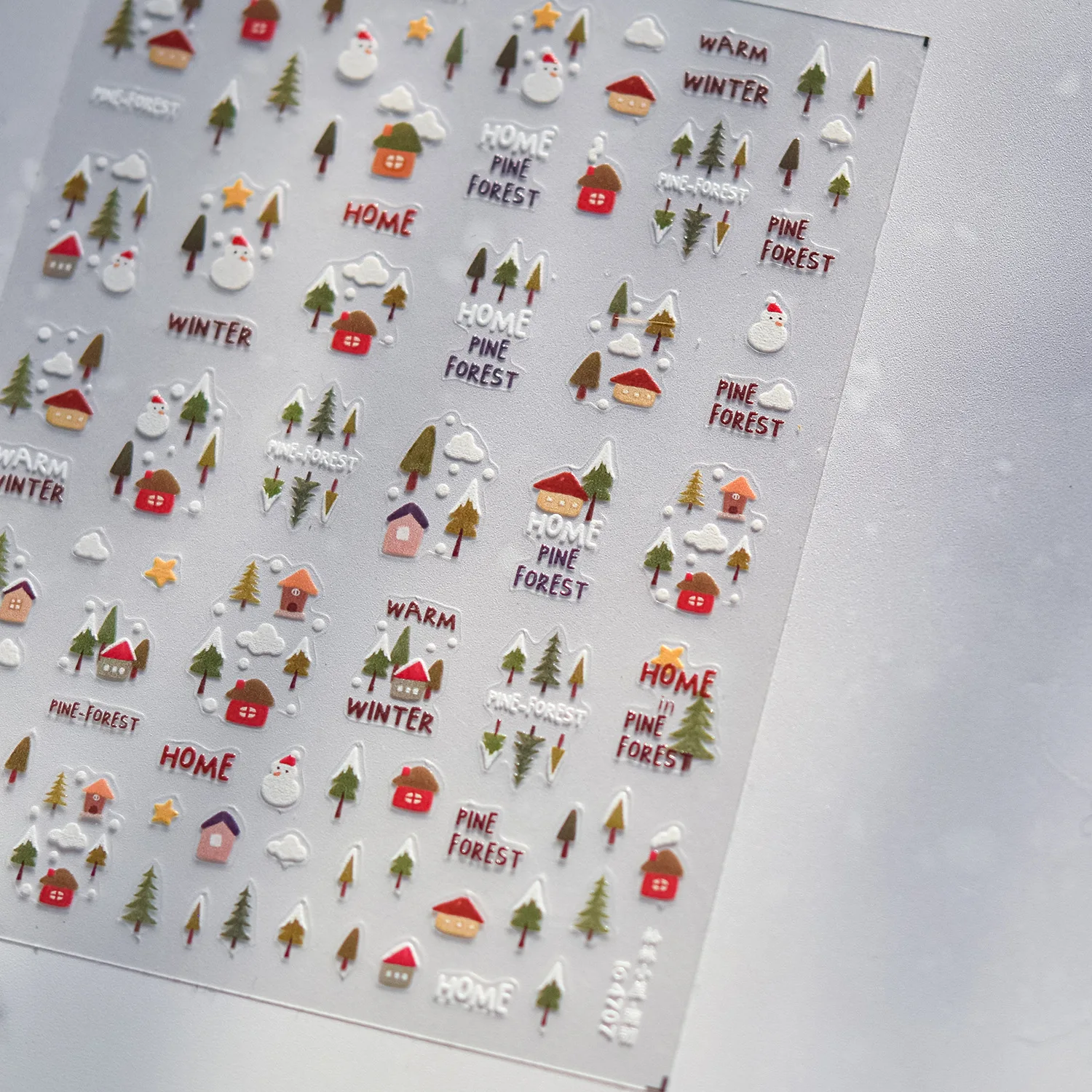 1Pcs Warm Winter Christmas Nail Sticker 5D Snowman Tree House Self Adhesive Nail Art Stickers DIY New Year 2025 Nail Art Parts