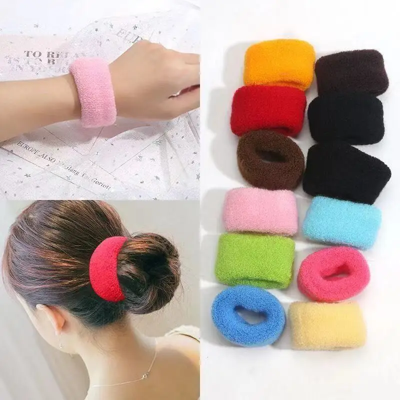 2/6/12 Pcs Women Girls Cute Knitting Solid Elastic Hair Bands Children Soft Hair Scrunchies Hair Ties Kids Hair Accessories Set