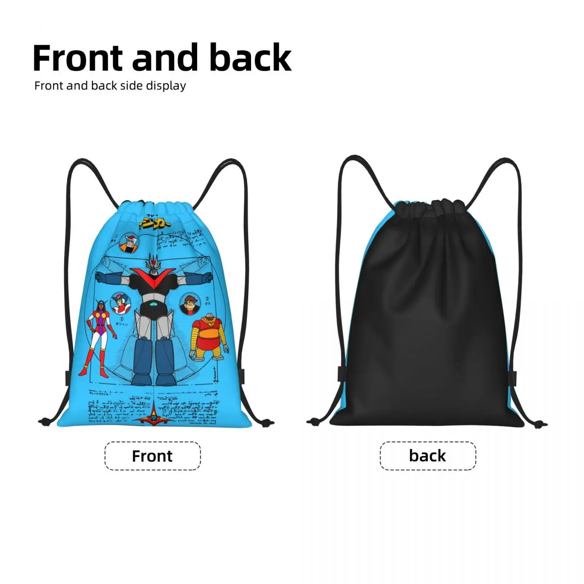 Mazinger Z Backpack Drawstring Bags Robot Tranzor Z Sports Gym Bag Koji Kabuto Robots String Sackpack for Exercise