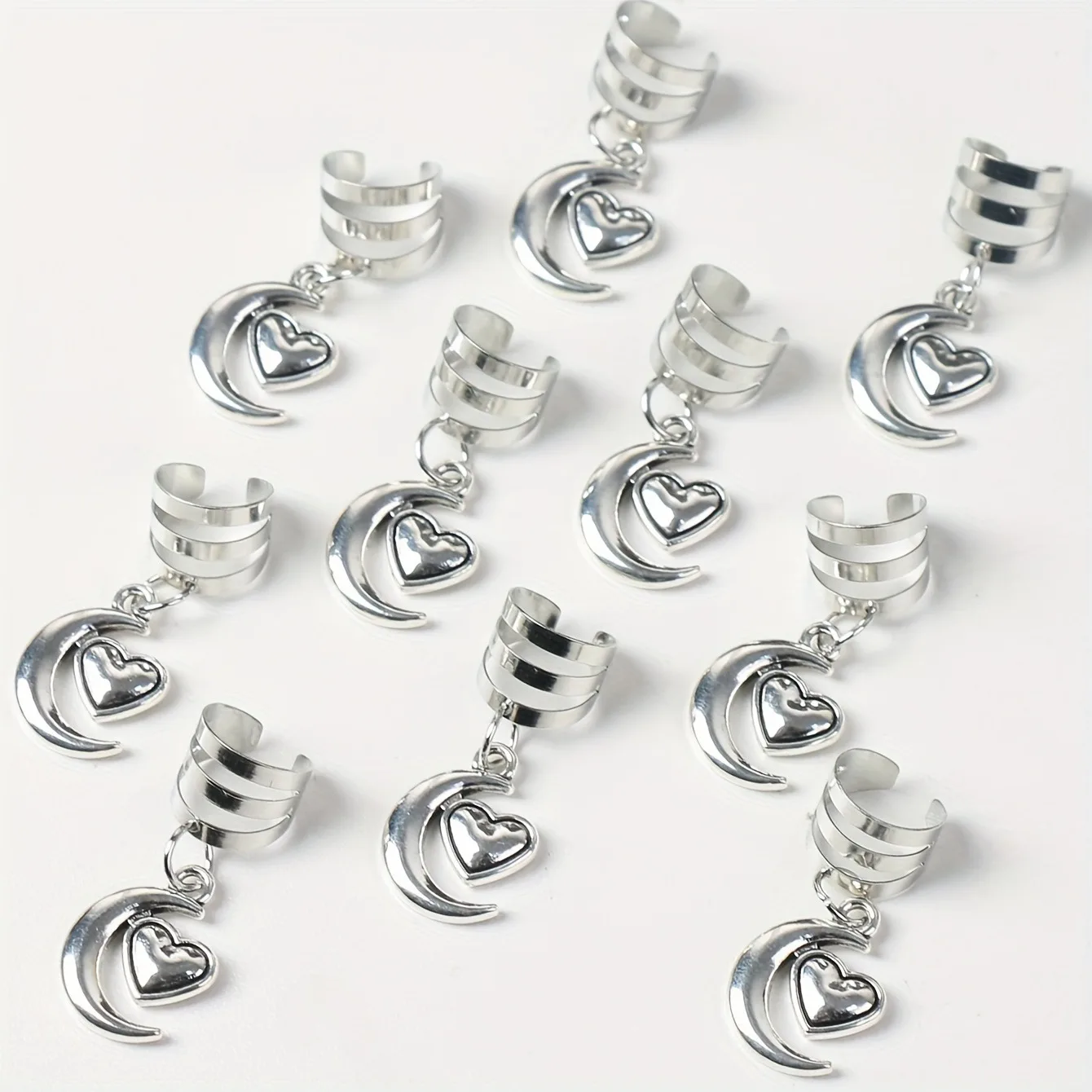 10 pz Crescent Moon Love Heart Anelli per capelli decorativi Treccia carina per donne e ragazze Accessori per capelli Loc Gioielli per capelli per trecce
