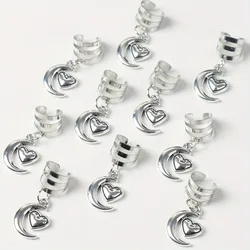 10pcs Crescent Moon Love Heart Decorative Hair Rings Cute Braid For Women And Girls Hair Accessories Loc Hair Jewelry for Braids
