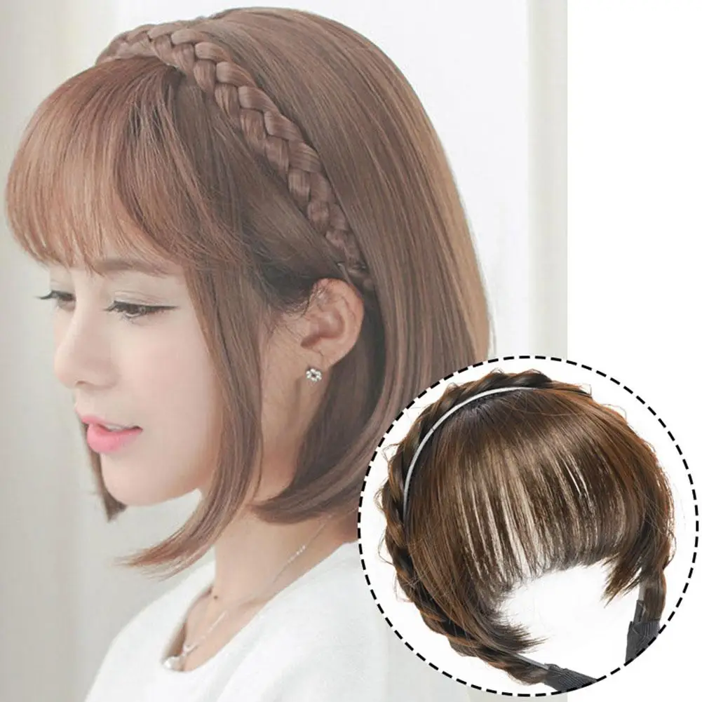 Wig Headband Air Bangs Natural Invisible Straight Bangs Seamless Natural Forehead Fake Bangs Hairstyle Tools Brown And Black