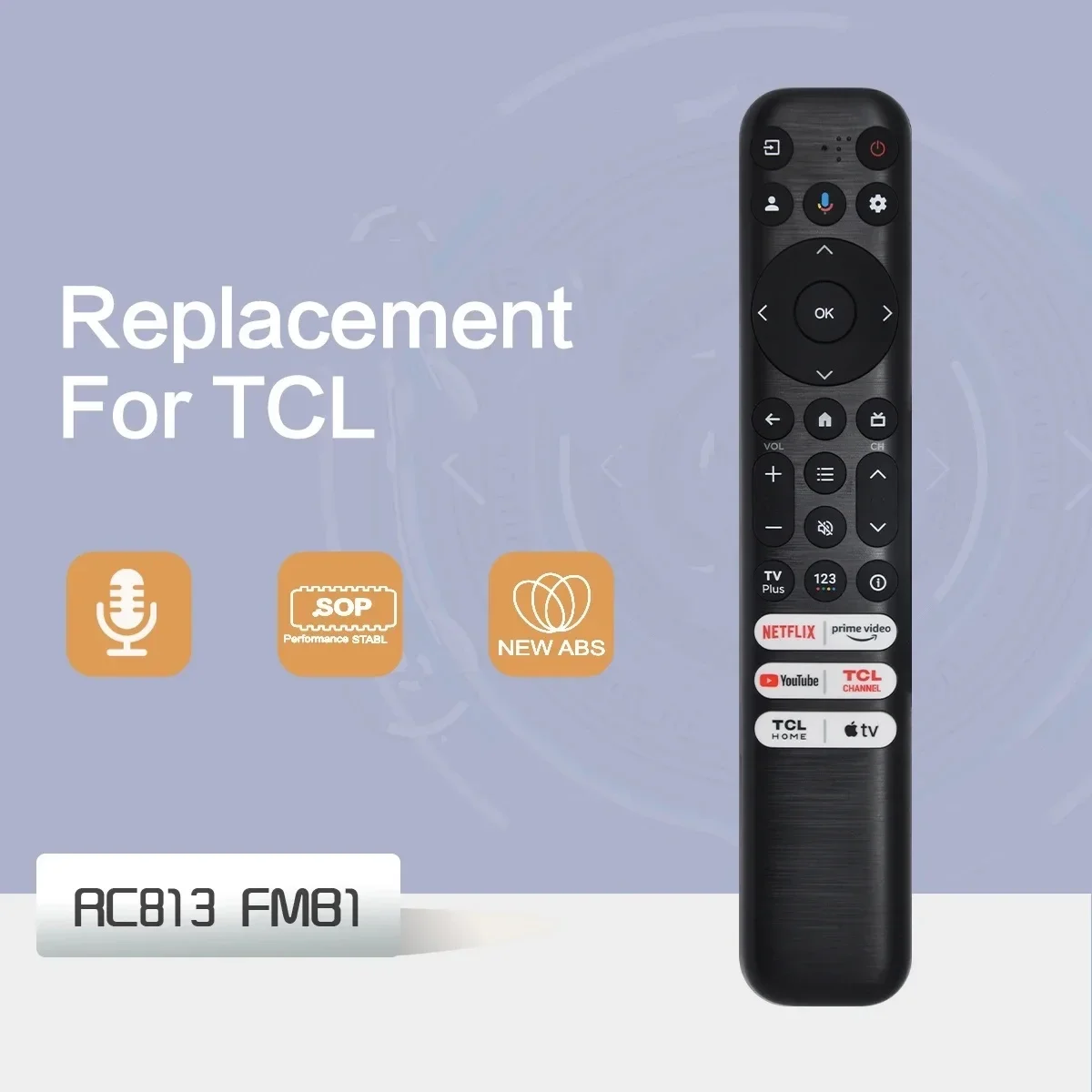 

ZLRLMHY New RC813 FMB1 for TCL Smart TV Remote Control FMB3 55Q650G 55Q670G 70S470G 85QM850G Apple TV With Bluetooth Voice