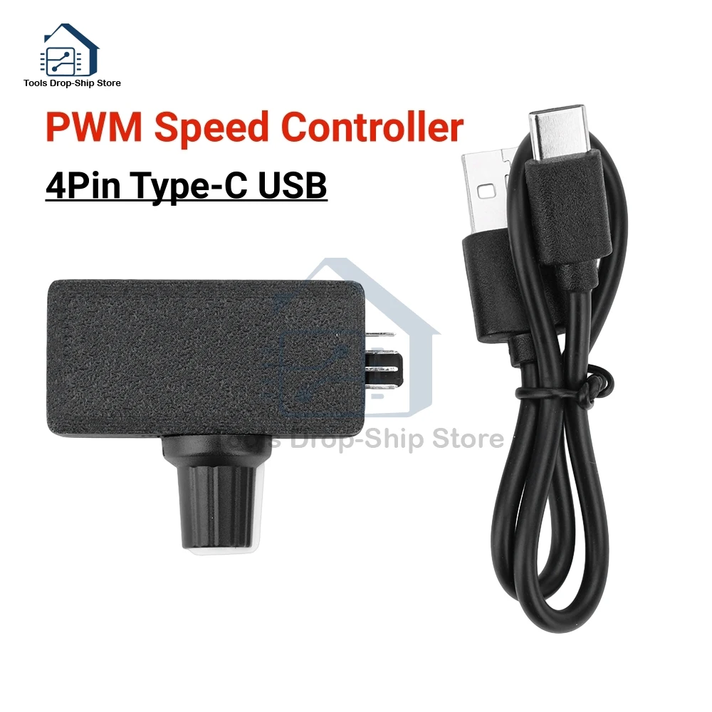 

DC12V PWM Speed Controller 4-Pin Fan Speed Controller Type-C USB Power Supply DIY Water-cooling Cooling Pulse Width Modulation