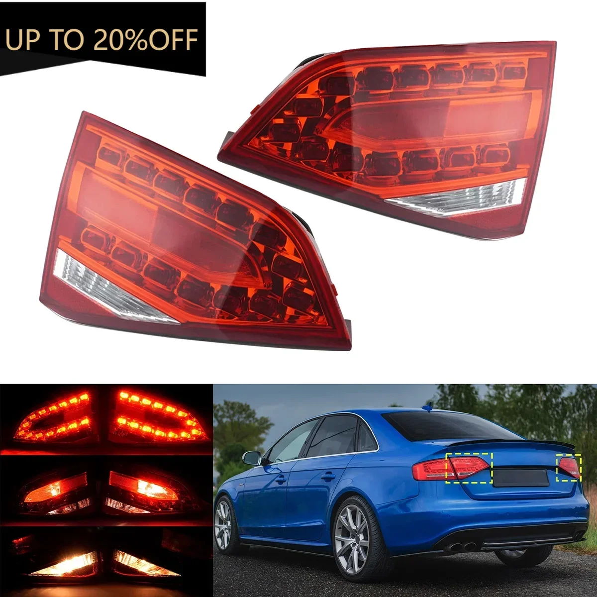 

Red Left Right Car Rear Inner LED Tail Light Brake Lamp Assembly For Audi A4 S4 B8 Sedan 2009-2012 8K5945093K 8K5945094K