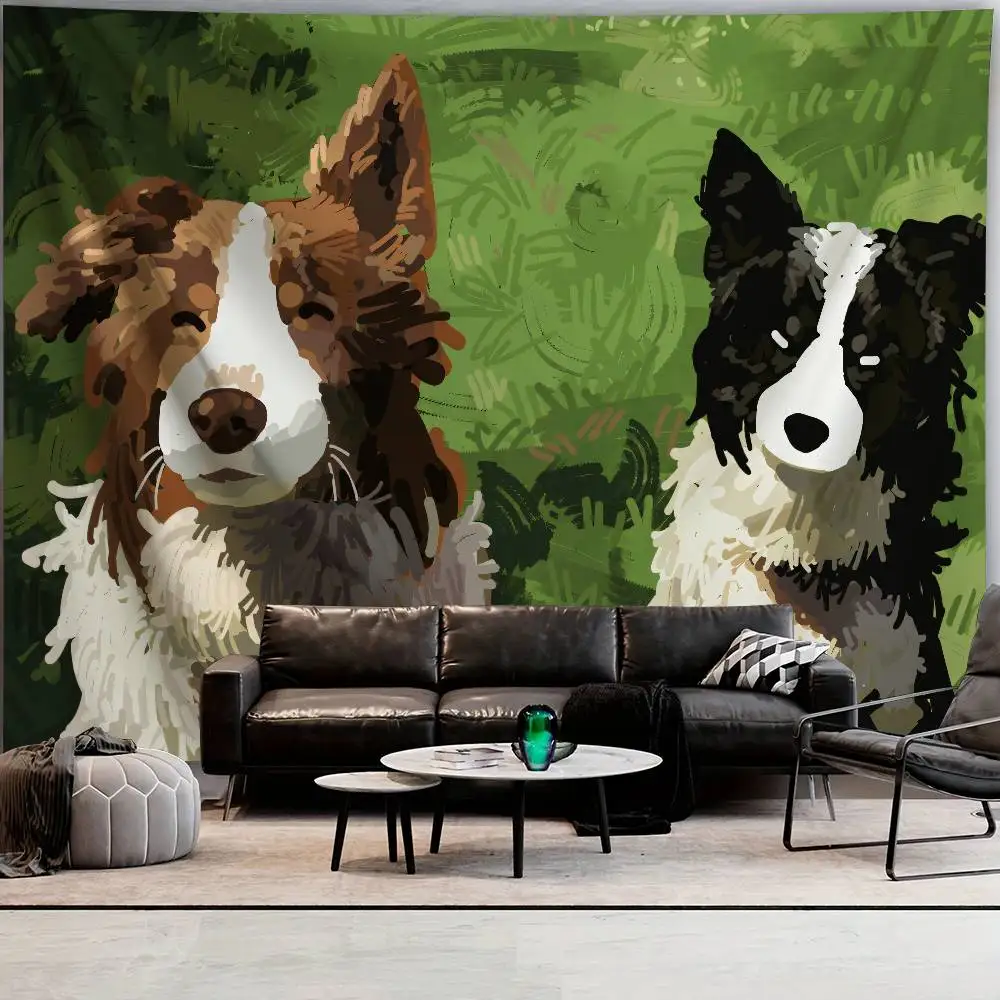 Popular Cute Dog Tapestry, Fashion Animal Wall Painting Hanging Cloth Pet Animal Backdrop for Bedroom Home Decor Gift