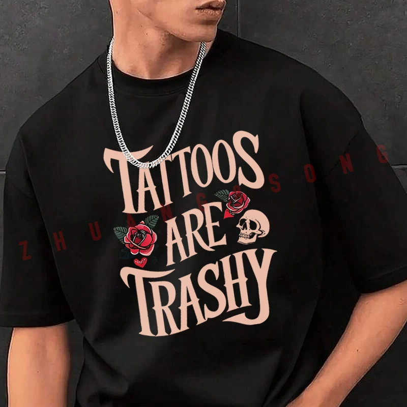 

Мужская модная футболка с принтом «Анти-тату», с коротким рукавом, изысканный дизайн, базовая модель