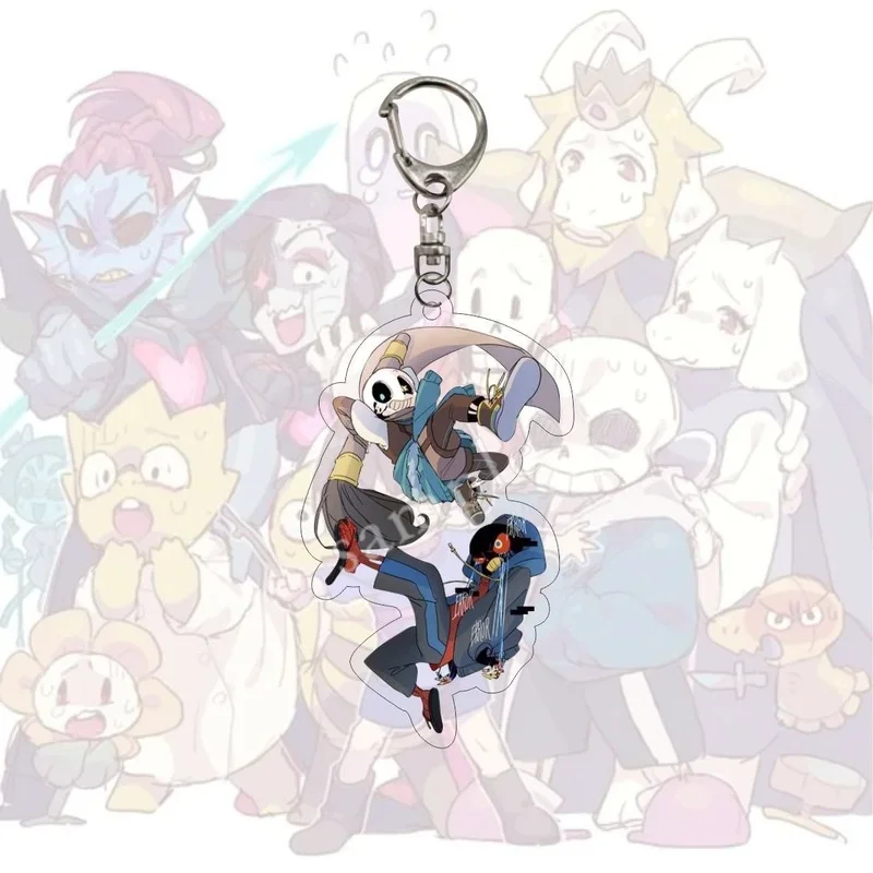 Undertale พวงกุญแจผู้ชาย Sans Key Chain ผู้หญิงอะคริลิครถคอสเพลย์ญี่ปุ่น Key แหวน Papyrus จี้สำหรับเด็กของขวัญ Undyne เครื่องประดับ