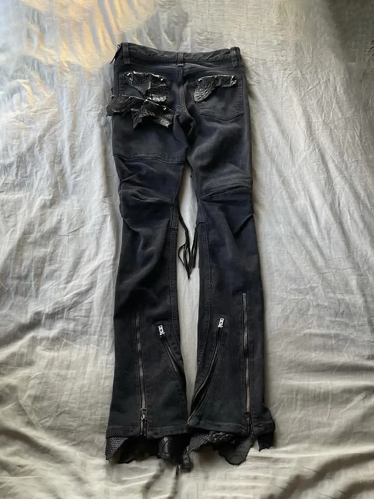 ifsixwasnine00SSarchive access control strap alligator splicing micro-horn jeans
