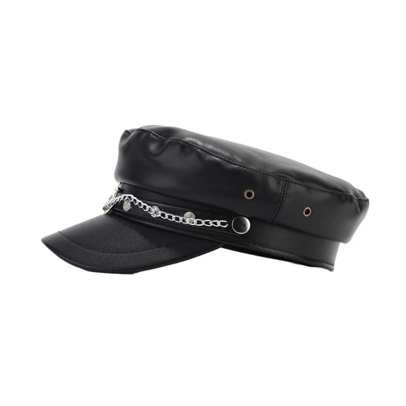 Y2k بنات سبيكة شارة قبعة عسكرية قبعة عادية الكبار قبعة بيريه للتسوق #1