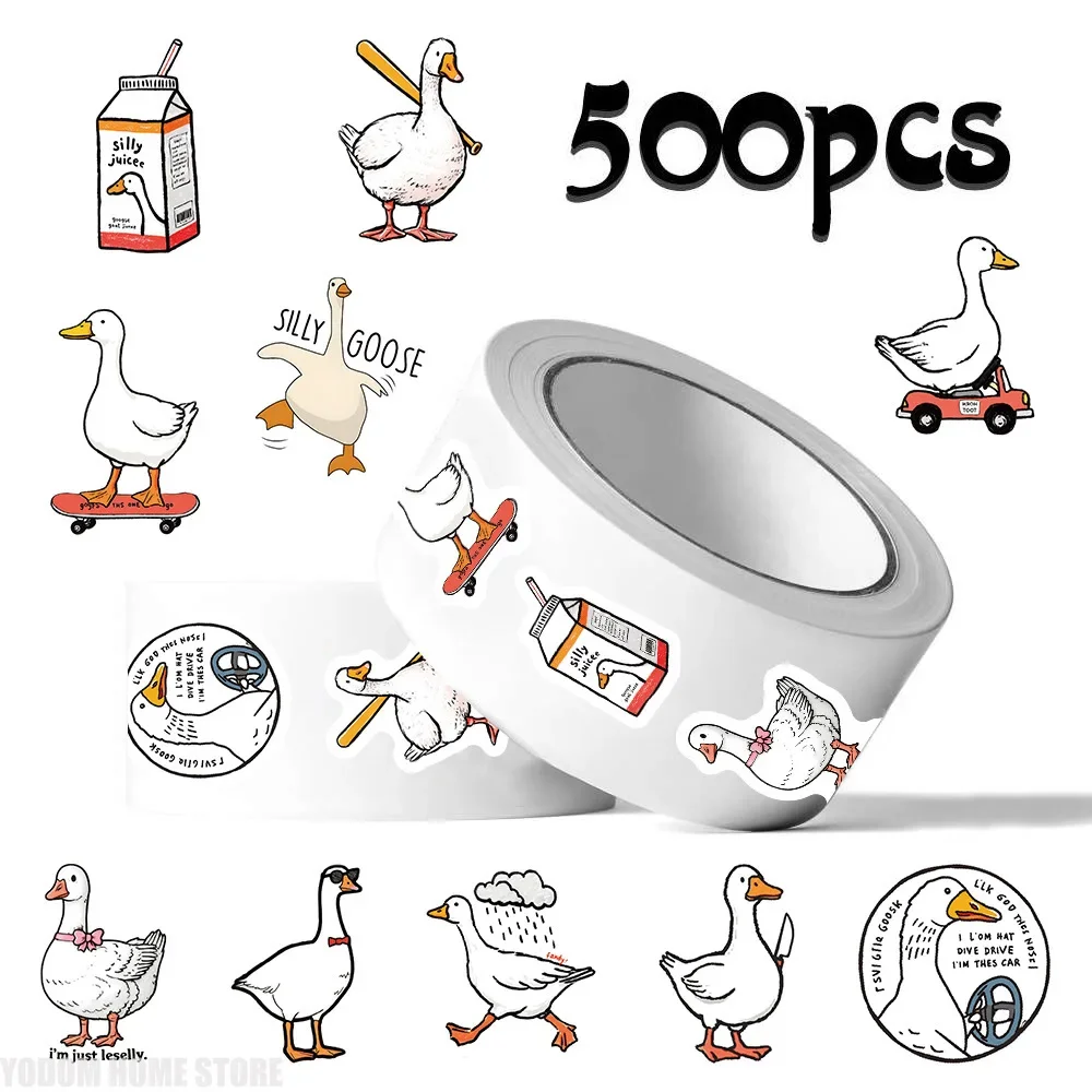 500 Stück Silly Goose Meme Aufkleberrolle, lustige Vinyl-Aufkleber für Teenager und Erwachsene, für Wasserflasche, Laptop, Fahrrad, Tasse, Scrapbook-Dekor