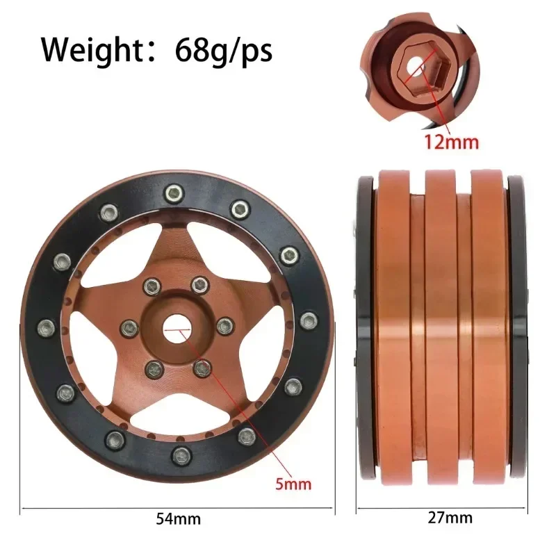 

RC 1.9'' Metal Beadlock Wheels for Axial SCX10 TRX4 Redcat - Tornado Hole Rims, Off-Road Crawler, Durable Alloy RC Upgrade