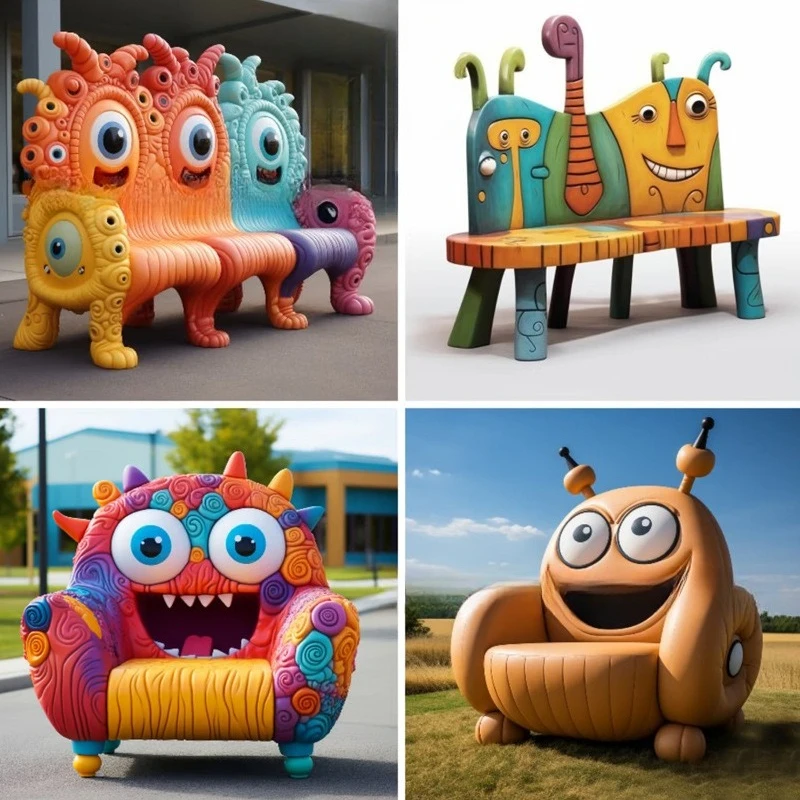 

FRP Shopping Mall Hotel Meichen Cartoon Fun Sitting Stool Shaped Outdoor Square Landscape Public Rest