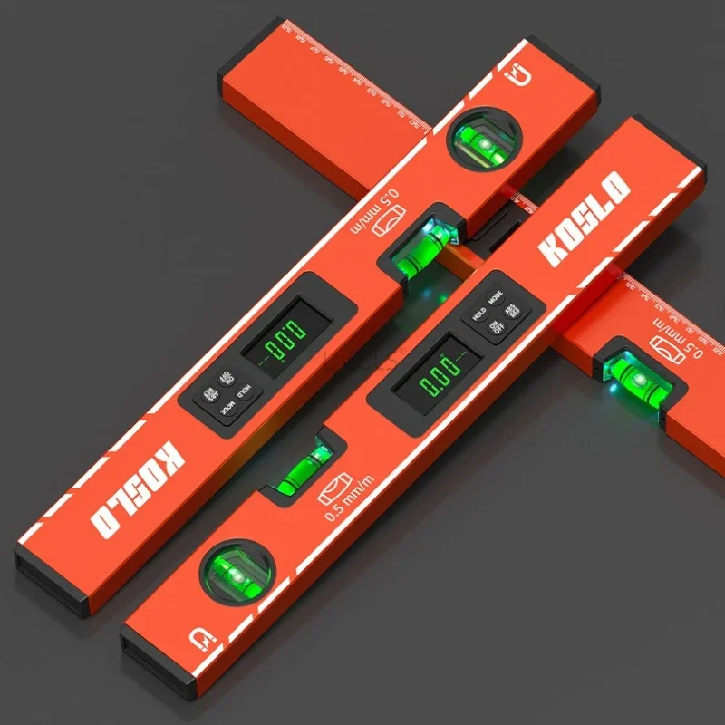 DMH-LED Display Digital Protractor 0-90° Range High Precision Angle Finder Anti Slip 40cm Length Magnetic Level Measuring Ruler