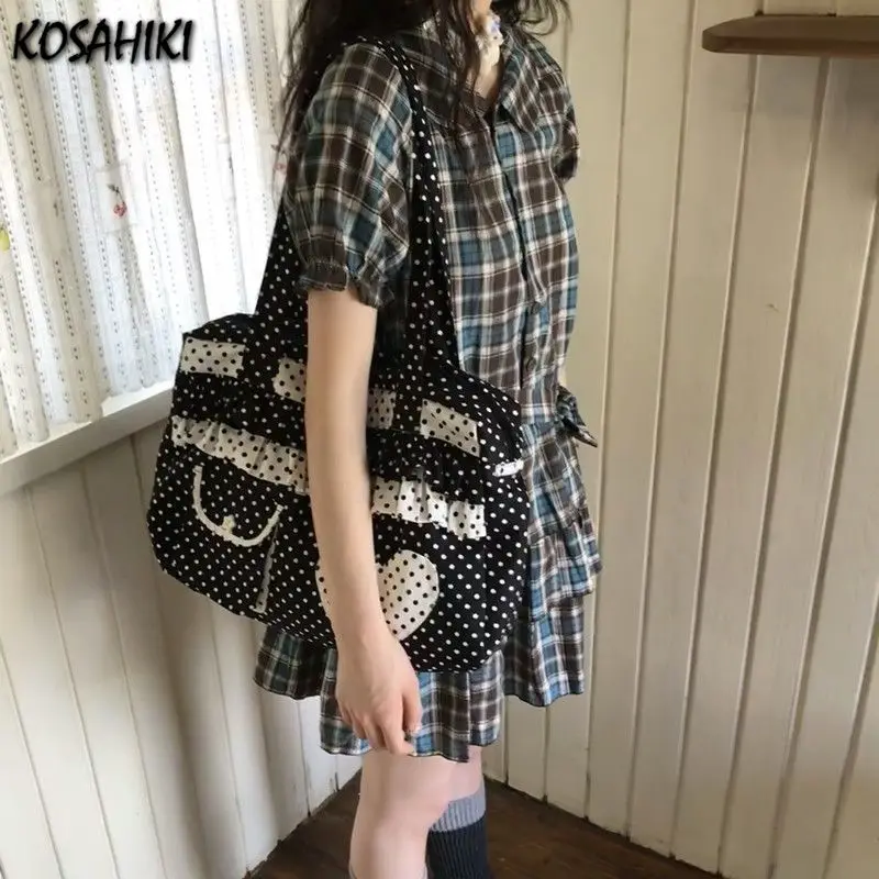 

Korean Fashion Office Lady Shoulder Bags All Match Contrast Color Casual Simple Underarm Bag Y2k Chic Pocket Dots Handbags Women