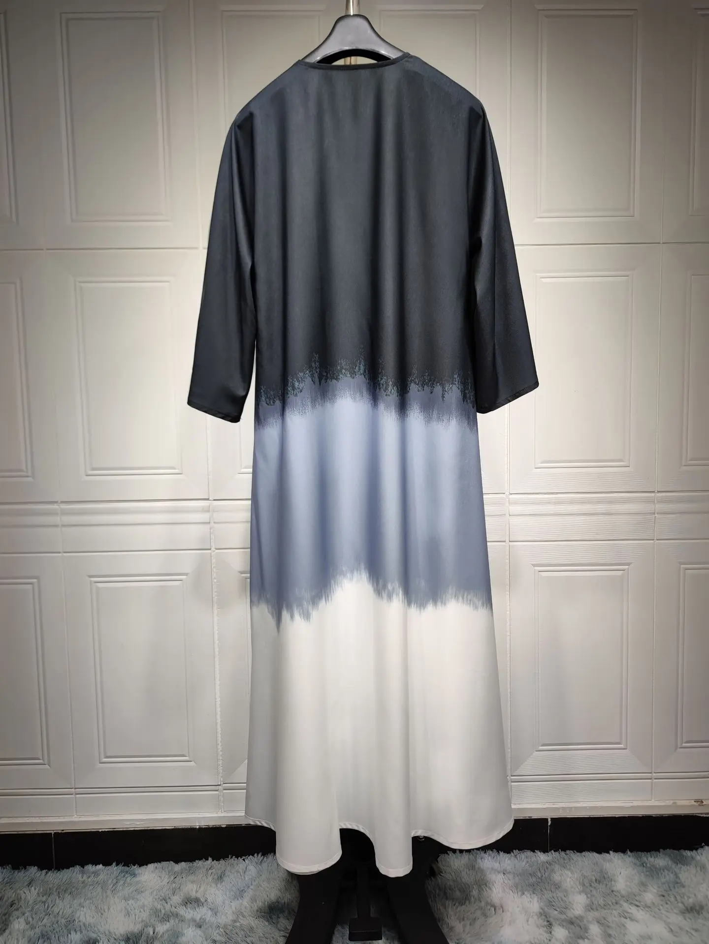 New Muslim Fashion Tie Dyed Kimono Open Abaya for Women Cloak Cardigan Robe Black White Grey Coffee Dubai Islamic Clothing