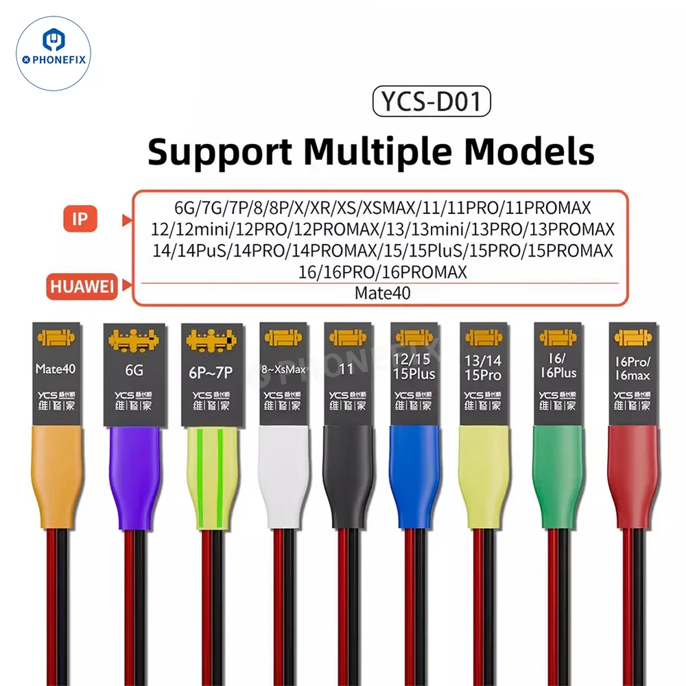 YCS D01 D02 Power Boot Power Detection Cable for IPhone 6-X 11 12 13 14 15 16 Pro Max Huawei Mate40 Testing Cable Repair Tool
