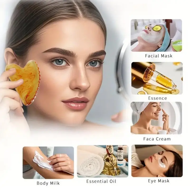 เครื่องนวดหน้ากัวซาเรซิ่น 1 ชิ้น อุปกรณ์นวดหน้า กัวซา บอร์ดนวดหน้า ยกกระชับหน้า แผ่นขูดหน้า